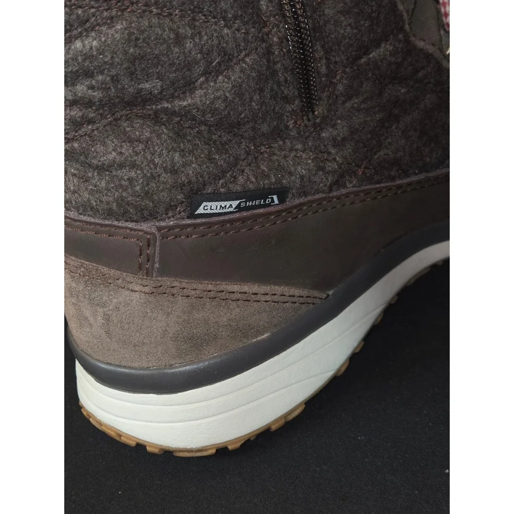 Salomon Women's Brown Quilted Wool Winter Snow Boots Fur Trim Lace Up Zip Size 8